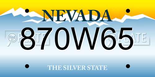 870W65 Nevada License Plate