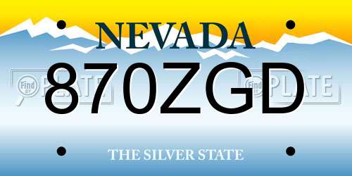 870ZGD Nevada License Plate