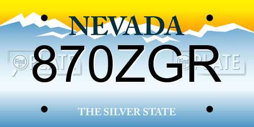 870ZGR Nevada License Plate