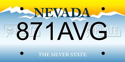 871AVG Nevada License Plate