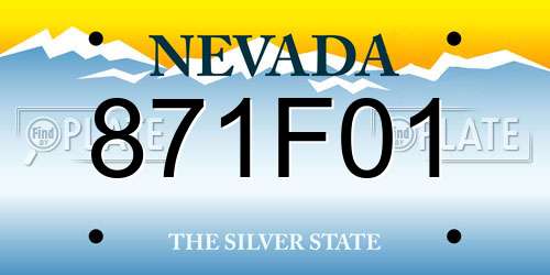 871F01 Nevada License Plate