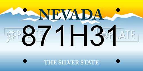 871H31 Nevada License Plate