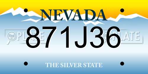 871J36 Nevada License Plate