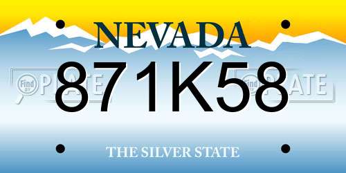 871K58 Nevada License Plate