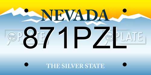 871PZL Nevada License Plate