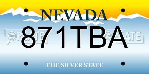 871TBA Nevada License Plate