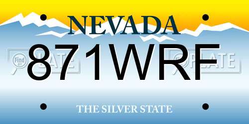 871WRF Nevada License Plate