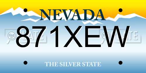 871XEW Nevada License Plate