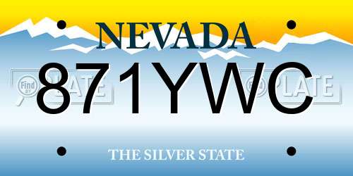 871YWC Nevada License Plate