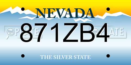 871ZB4 Nevada License Plate