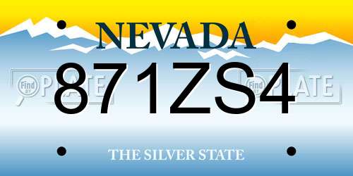 871ZS4 Nevada License Plate