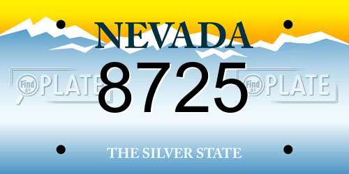 8725 Nevada License Plate