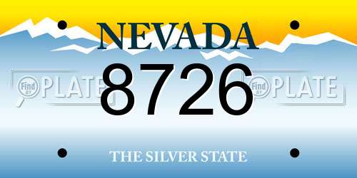 8726 Nevada License Plate
