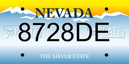 8728DE Nevada License Plate