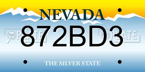 872BD3 Nevada License Plate