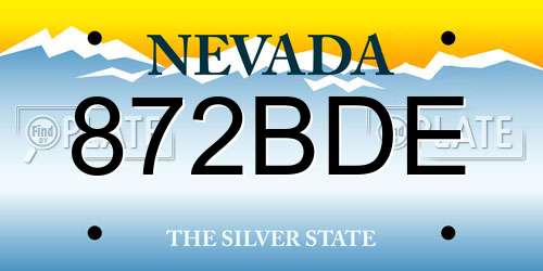 872BDE Nevada License Plate