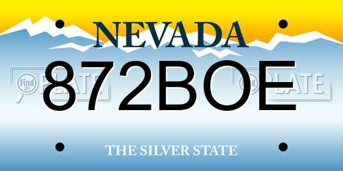 872BOE Nevada License Plate