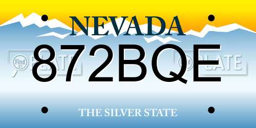 872BQE Nevada License Plate