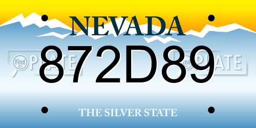 872D89 Nevada License Plate