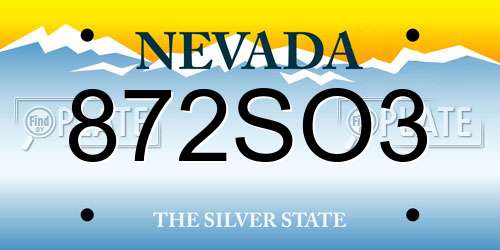 872SO3 Nevada License Plate