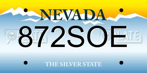 872SOE Nevada License Plate