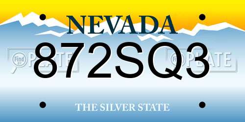 872SQ3 Nevada License Plate