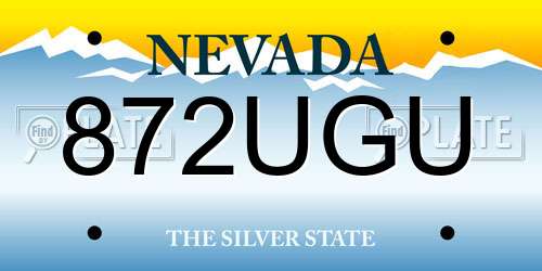 872UGU Nevada License Plate