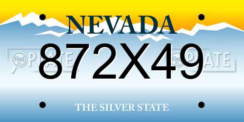 872X49 Nevada License Plate