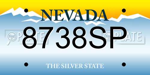 8738SP Nevada License Plate
