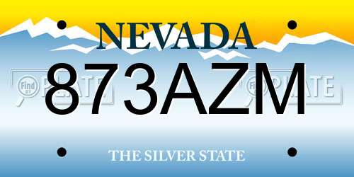 873AZM Nevada License Plate