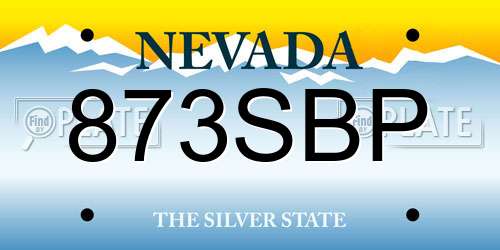 873SBP Nevada License Plate