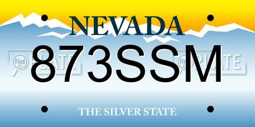 873SSM Nevada License Plate