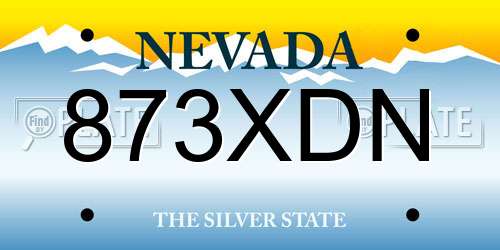 873XDN Nevada License Plate