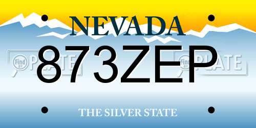 873ZEP Nevada License Plate
