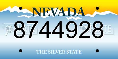 8744928 Nevada License Plate