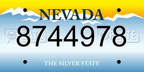 8744978 Nevada License Plate
