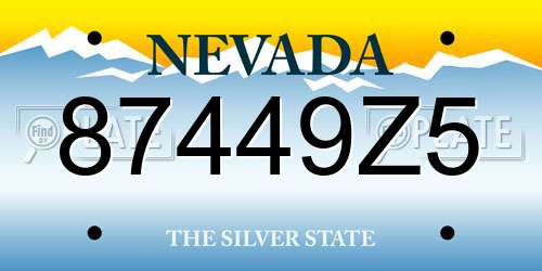 87449Z5 Nevada License Plate
