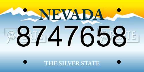8747658 Nevada License Plate