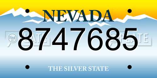 8747685 Nevada License Plate