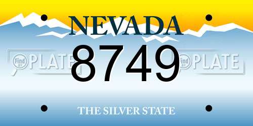 8749 Nevada License Plate