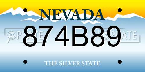 874B89 Nevada License Plate
