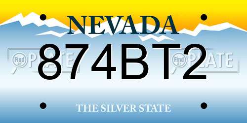 874BT2 Nevada License Plate
