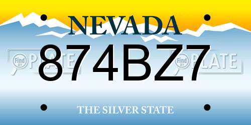 874BZ7 Nevada License Plate