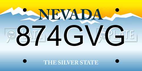 874GVG Nevada License Plate