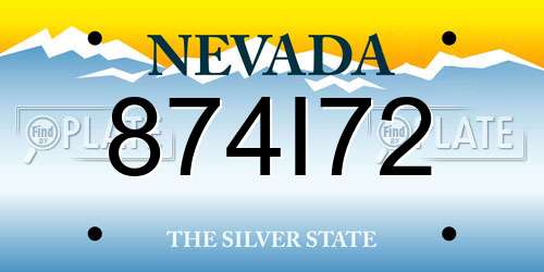 874I72 Nevada License Plate