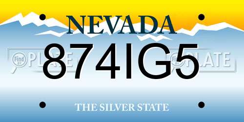 874IG5 Nevada License Plate