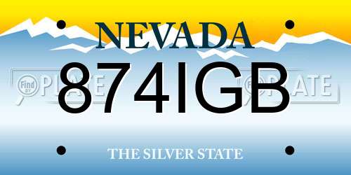 874IGB Nevada License Plate