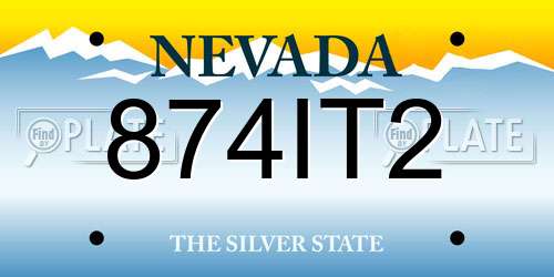 874IT2 Nevada License Plate