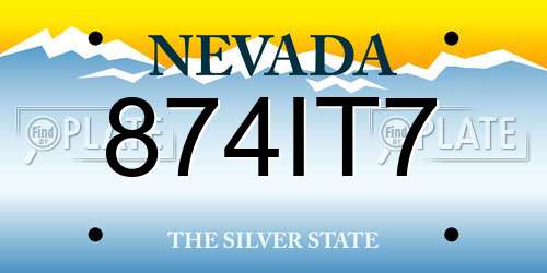 874IT7 Nevada License Plate