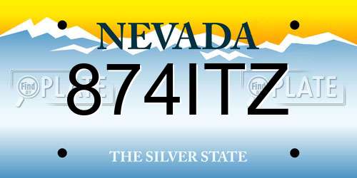 874ITZ Nevada License Plate